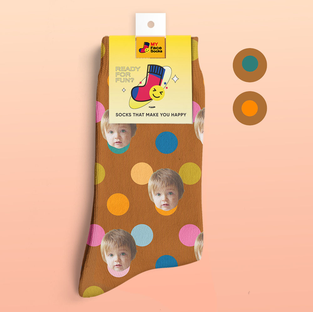 Custom 3D Digital Printed Socks Add Pictures and Name Your Face On Dots - MyFaceSocksAu