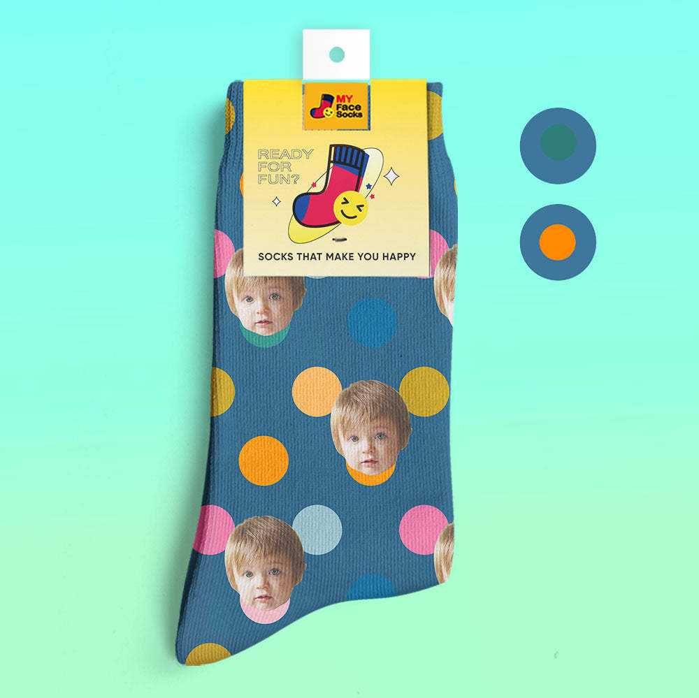 Custom 3D Digital Printed Socks Add Pictures and Name Your Face On Dots - MyFaceSocksAu