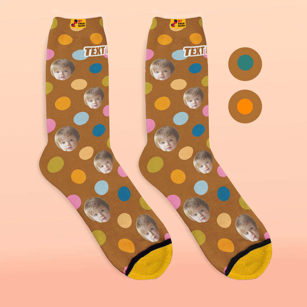 Custom 3D Digital Printed Socks Add Pictures and Name Your Face On Dots - MyFaceSocksAu