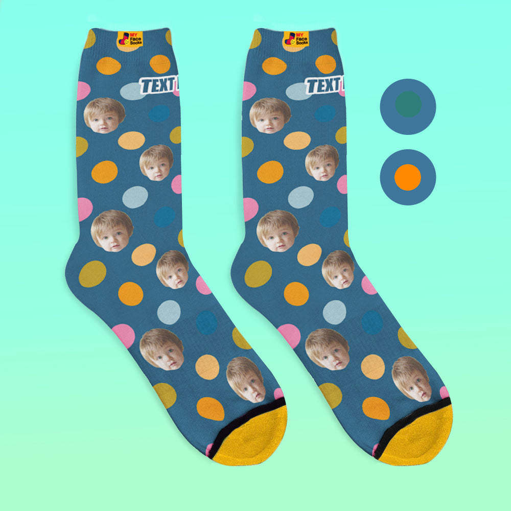 Custom 3D Digital Printed Socks Add Pictures and Name Your Face On Dots - MyFaceSocksAu