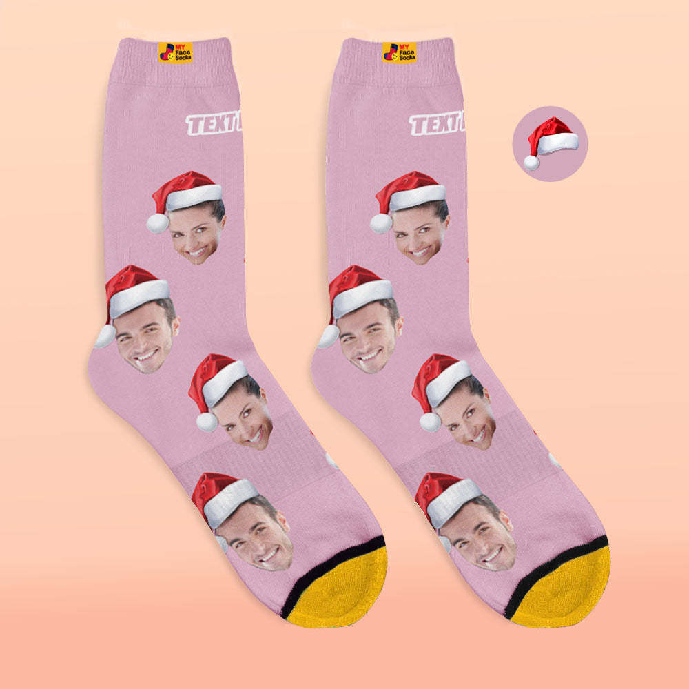 Custom 3D Digital Printed Socks Wear Santa Hat Christmas Gift - MyFaceSocksAu