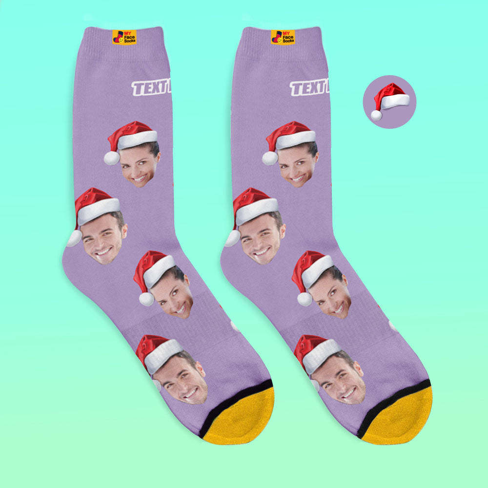 Custom 3D Digital Printed Socks Wear Santa Hat Christmas Gift - MyFaceSocksAu