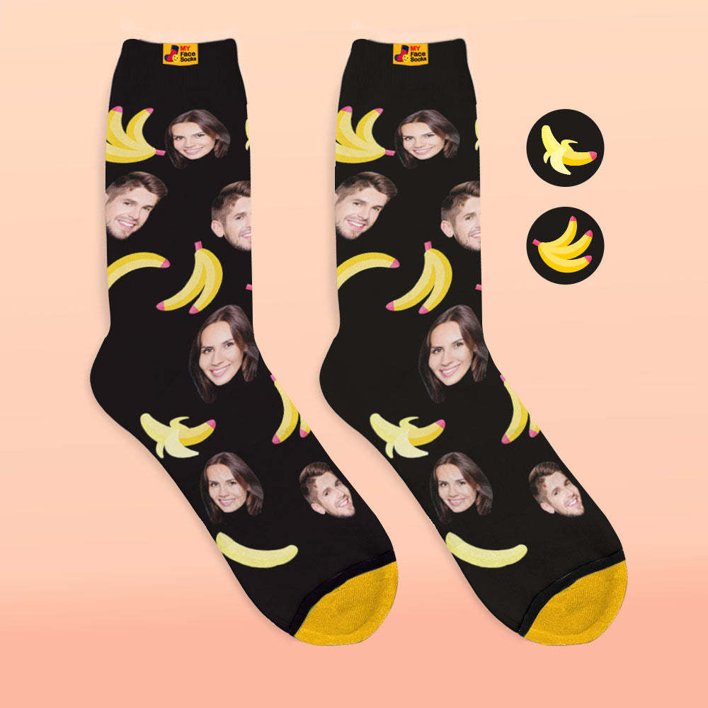 Custom 3D Digital Printed Socks My Face Socks Add Pictures and Name Banana - MyFaceSocksAu