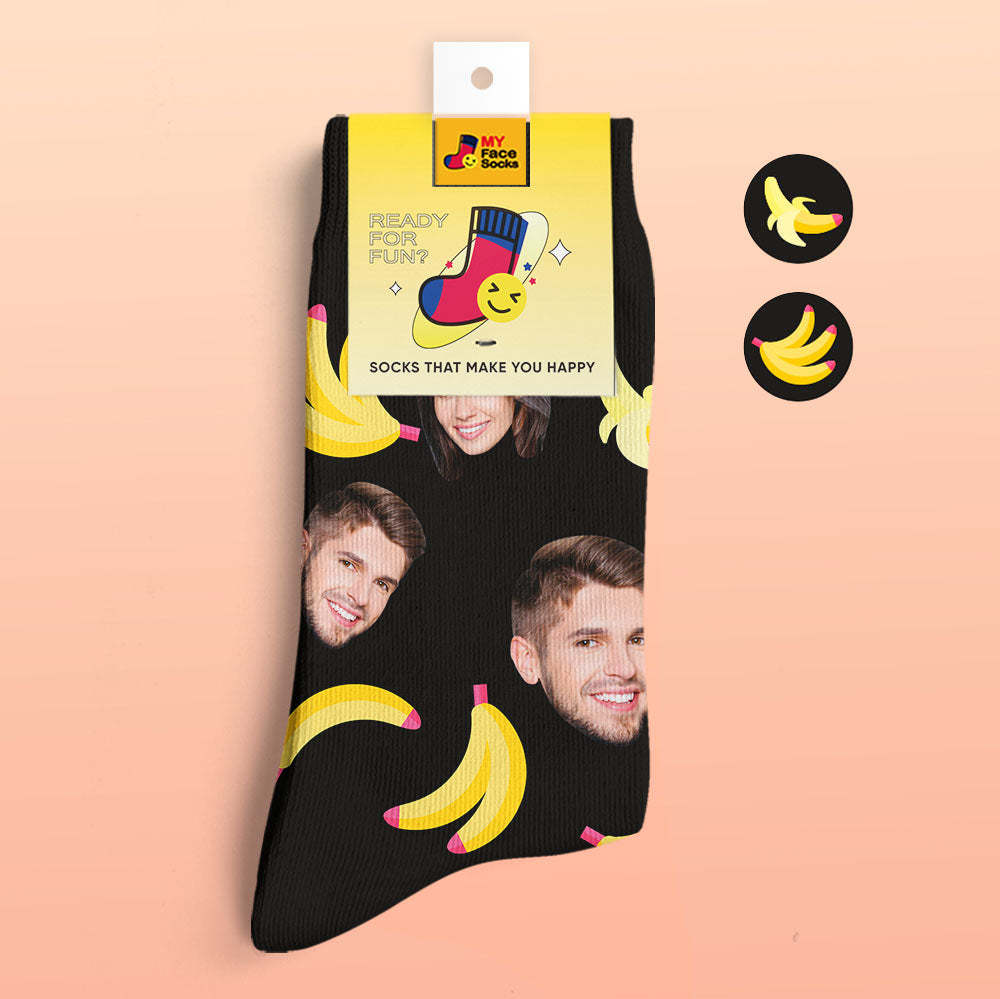 Custom 3D Digital Printed Socks My Face Socks Add Pictures and Name Banana - MyFaceSocksAu