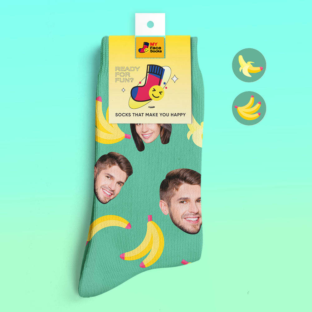 Custom 3D Digital Printed Socks My Face Socks Add Pictures and Name Banana - MyFaceSocksAu