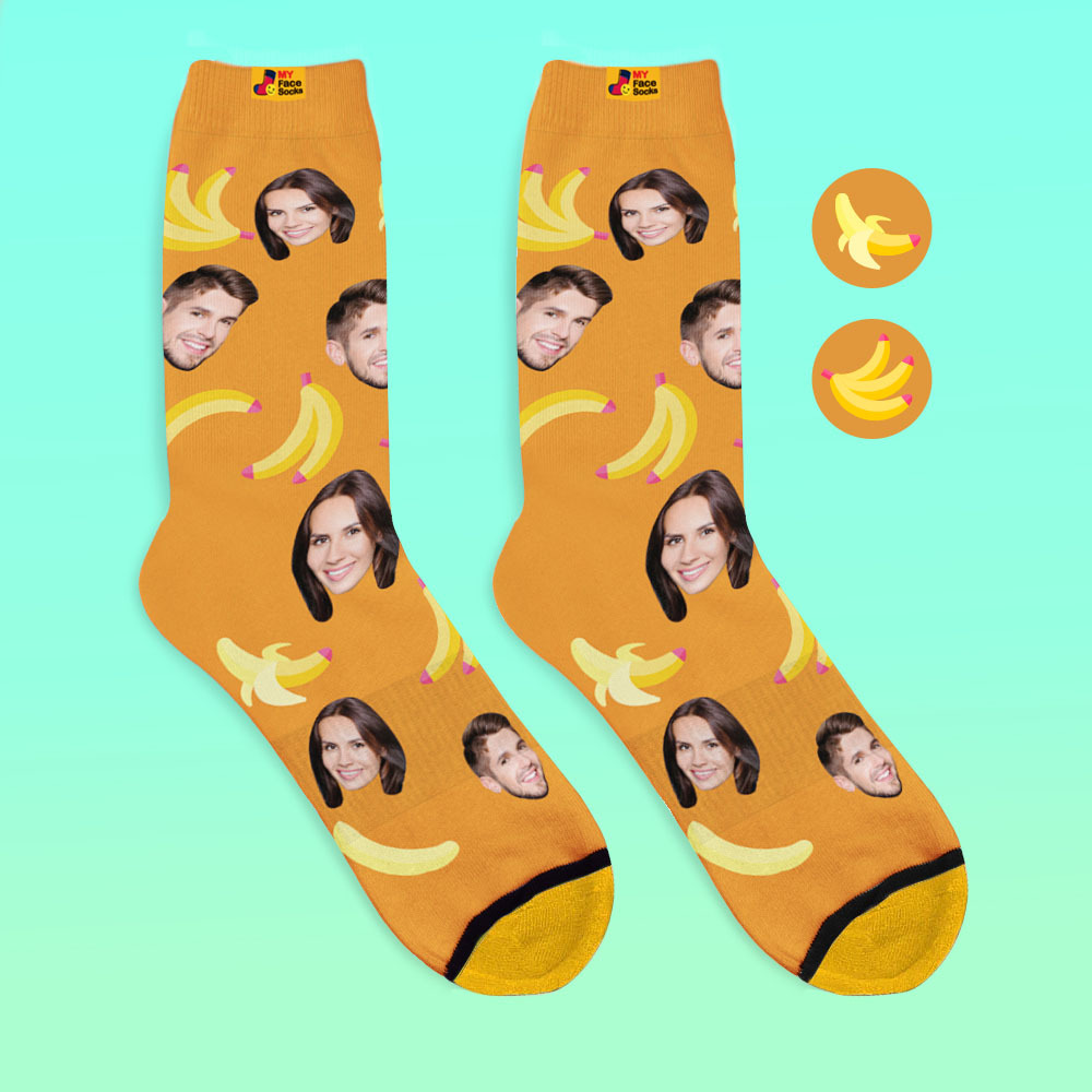 Custom 3D Digital Printed Socks My Face Socks Add Pictures and Name Banana - MyFaceSocksAu