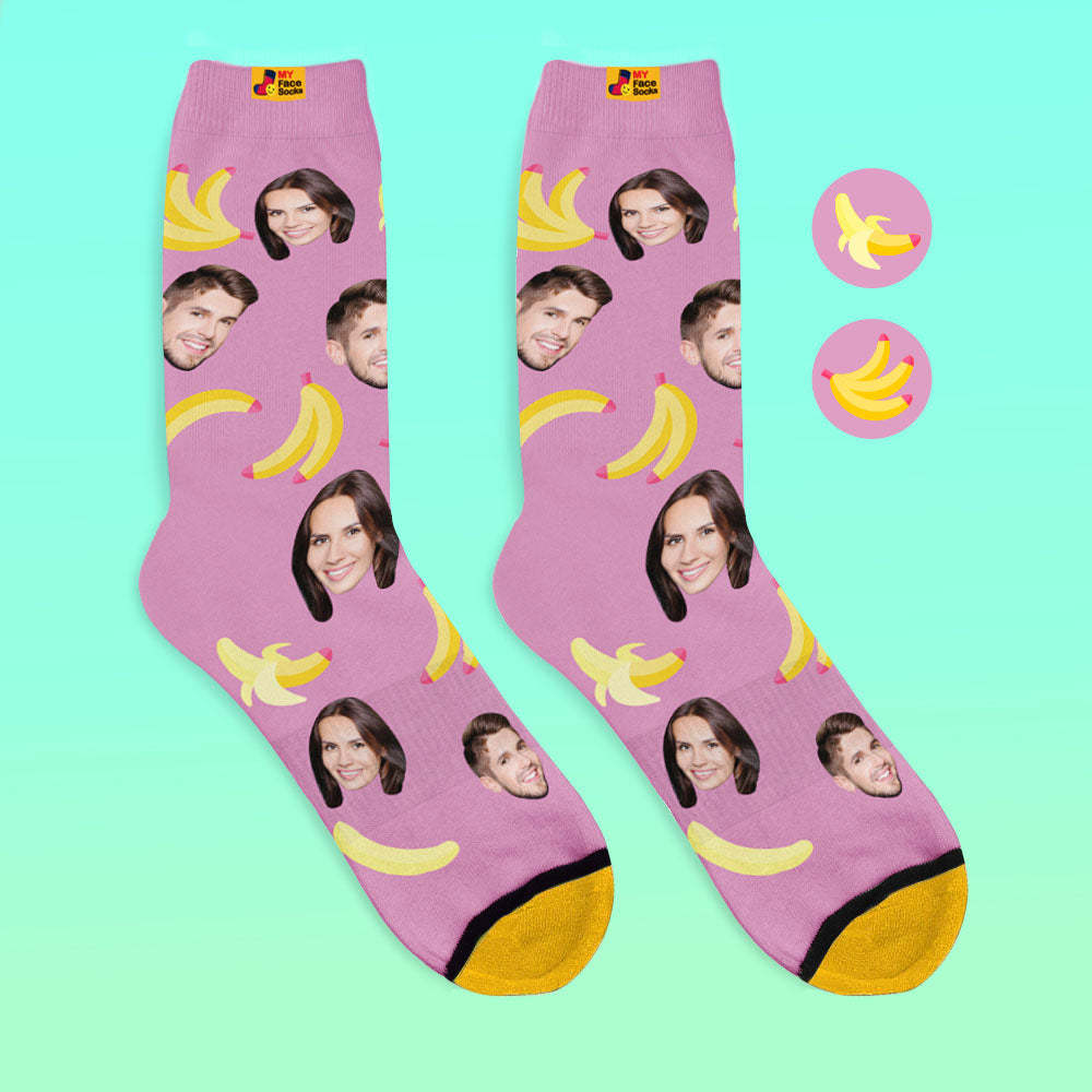 Custom 3D Digital Printed Socks My Face Socks Add Pictures and Name Banana - MyFaceSocksAu
