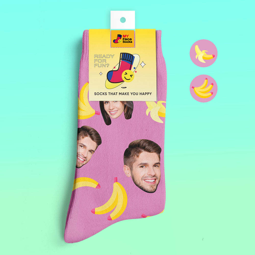 Custom 3D Digital Printed Socks My Face Socks Add Pictures and Name Banana - MyFaceSocksAu