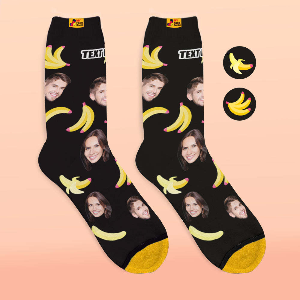 Custom 3D Digital Printed Socks My Face Socks Add Pictures and Name Banana - MyFaceSocksAu