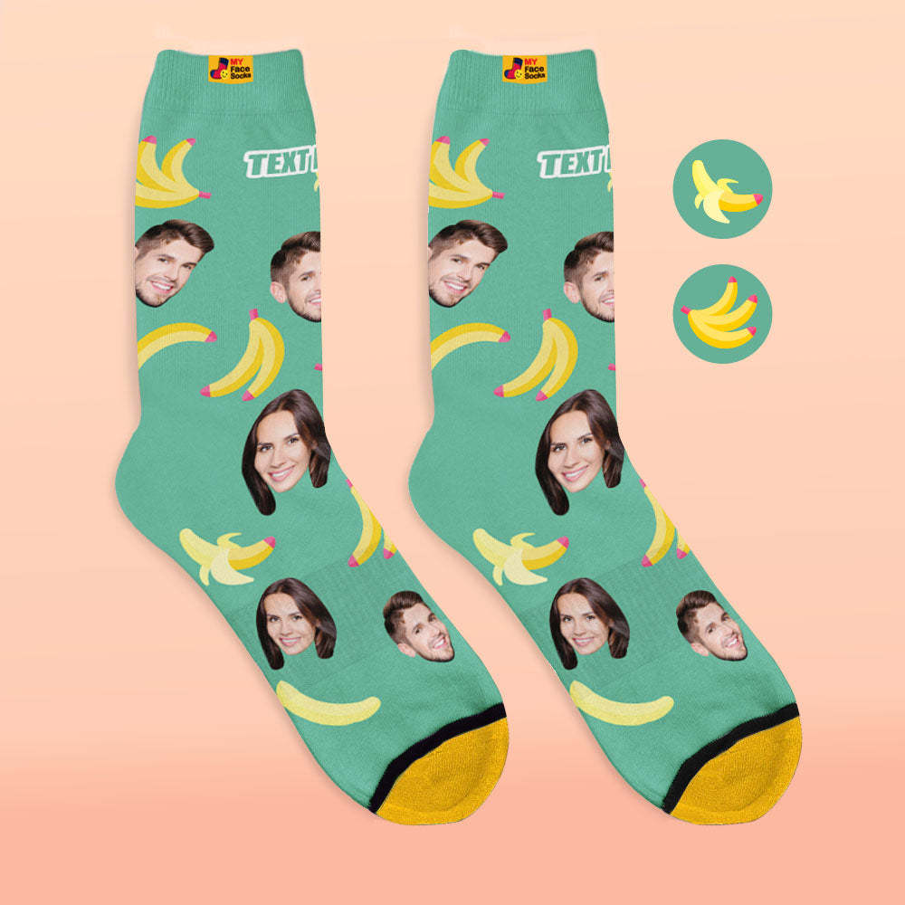 Custom 3D Digital Printed Socks My Face Socks Add Pictures and Name Banana - MyFaceSocksAu