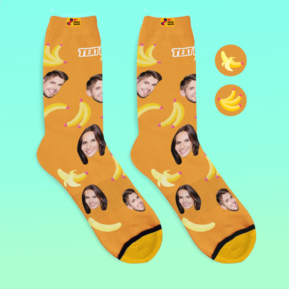 Custom 3D Digital Printed Socks My Face Socks Add Pictures and Name Banana - MyFaceSocksAu