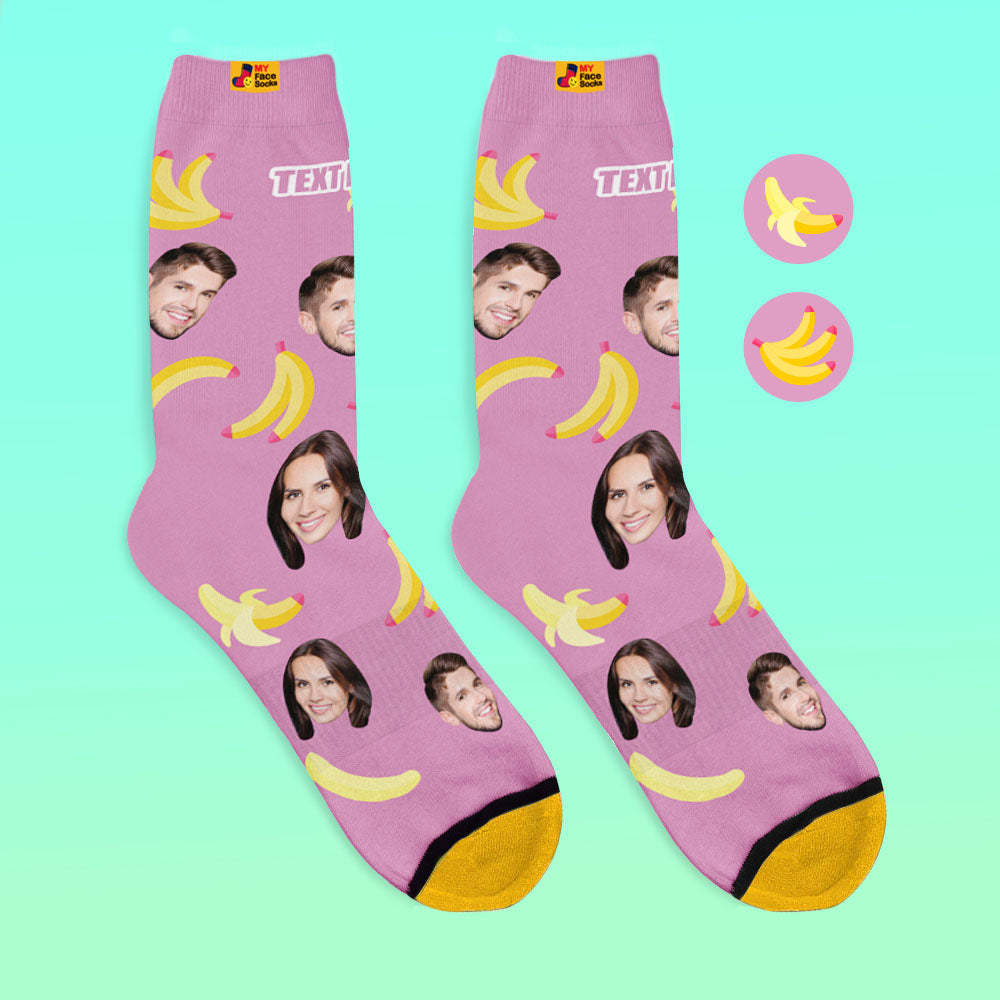 Custom 3D Digital Printed Socks My Face Socks Add Pictures and Name Banana - MyFaceSocksAu