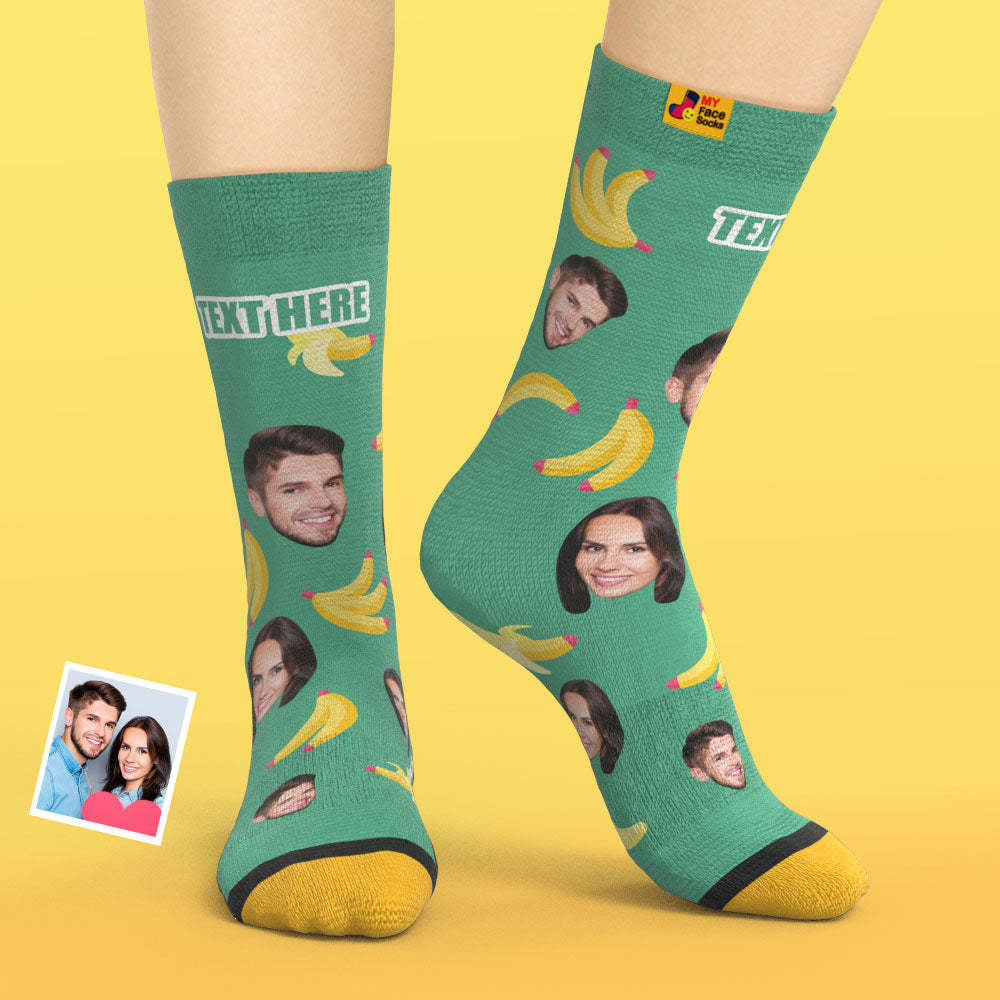 Custom 3D Digital Printed Socks My Face Socks Add Pictures and Name Banana - MyFaceSocksAu