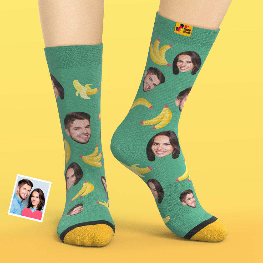 Custom 3D Digital Printed Socks My Face Socks Add Pictures and Name Banana - MyFaceSocksAu