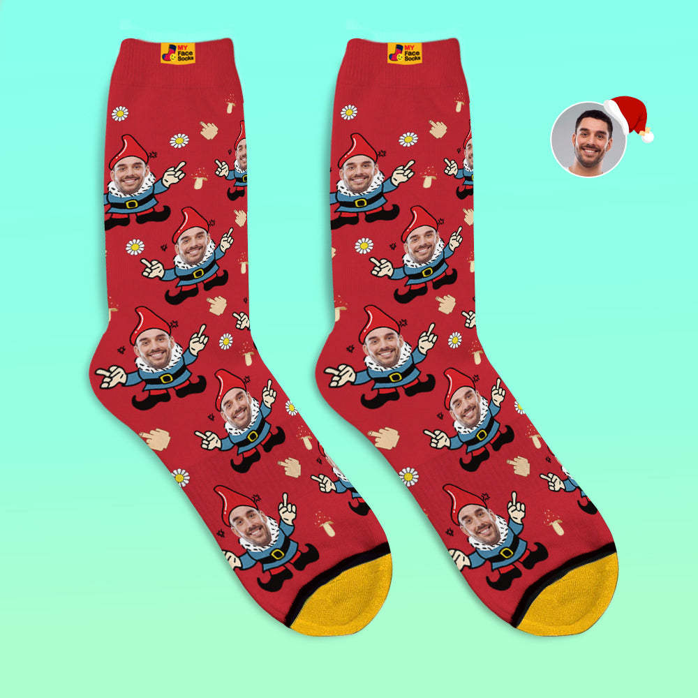 Christmas Gifts,Custom 3D Digital Printed Socks My Face Socks Add Pictures and Name Gnome - MyFaceSocksAu