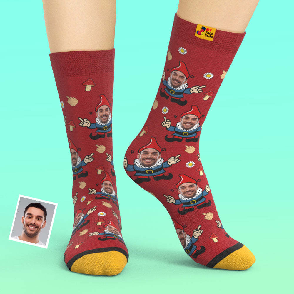 Christmas Gifts,Custom 3D Digital Printed Socks My Face Socks Add Pictures and Name Gnome - MyFaceSocksAu