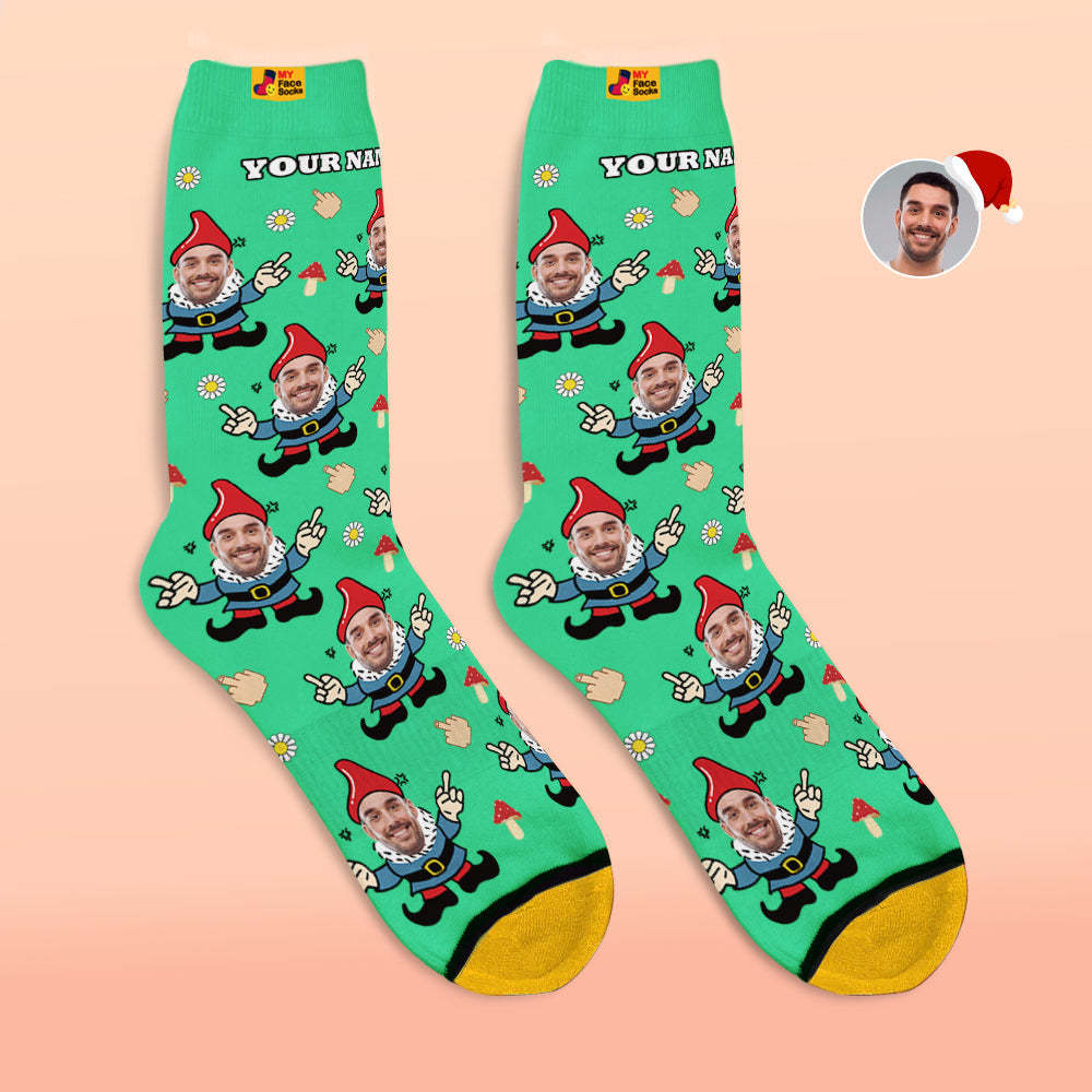 Christmas Gifts,Custom 3D Digital Printed Socks My Face Socks Add Pictures and Name Gnome - MyFaceSocksAu