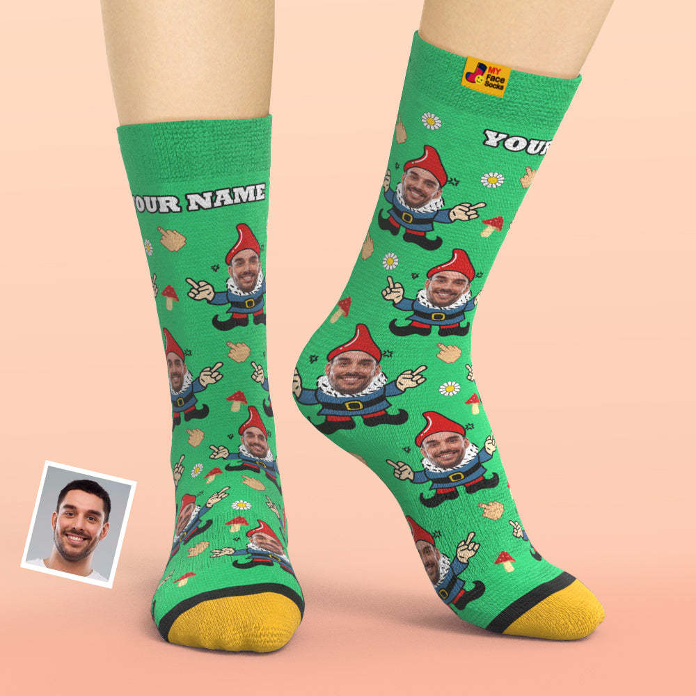 Christmas Gifts,Custom 3D Digital Printed Socks My Face Socks Add Pictures and Name Gnome - MyFaceSocksAu