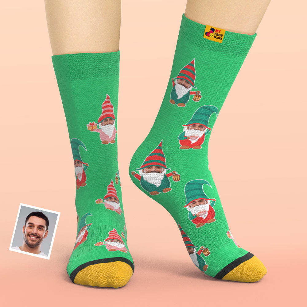 Christmas Gifts,Custom 3D Digital Printed Socks My Face Socks Add Pictures and Name Gnome Socks - MyFaceSocksAu