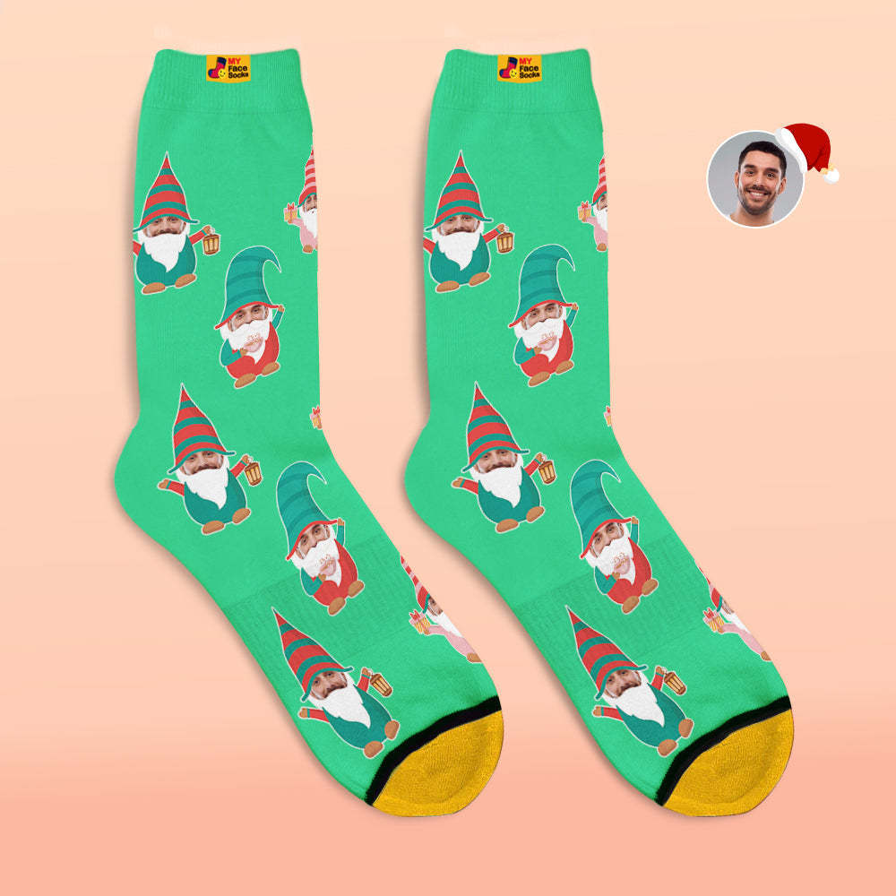 Christmas Gifts,Custom 3D Digital Printed Socks My Face Socks Add Pictures and Name Gnome Socks - MyFaceSocksAu