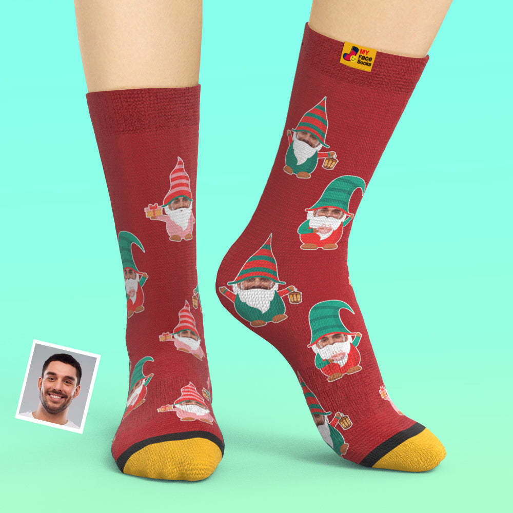 Christmas Gifts,Custom 3D Digital Printed Socks My Face Socks Add Pictures and Name Gnome Socks - MyFaceSocksAu