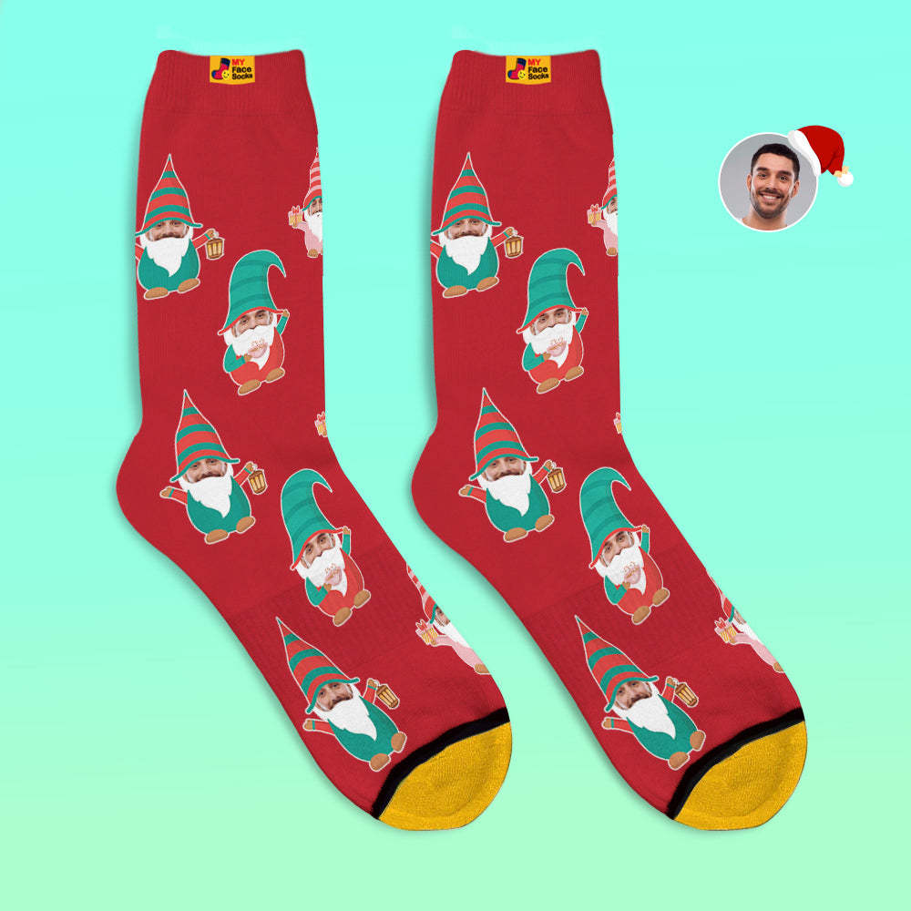 Christmas Gifts,Custom 3D Digital Printed Socks My Face Socks Add Pictures and Name Gnome Socks - MyFaceSocksAu