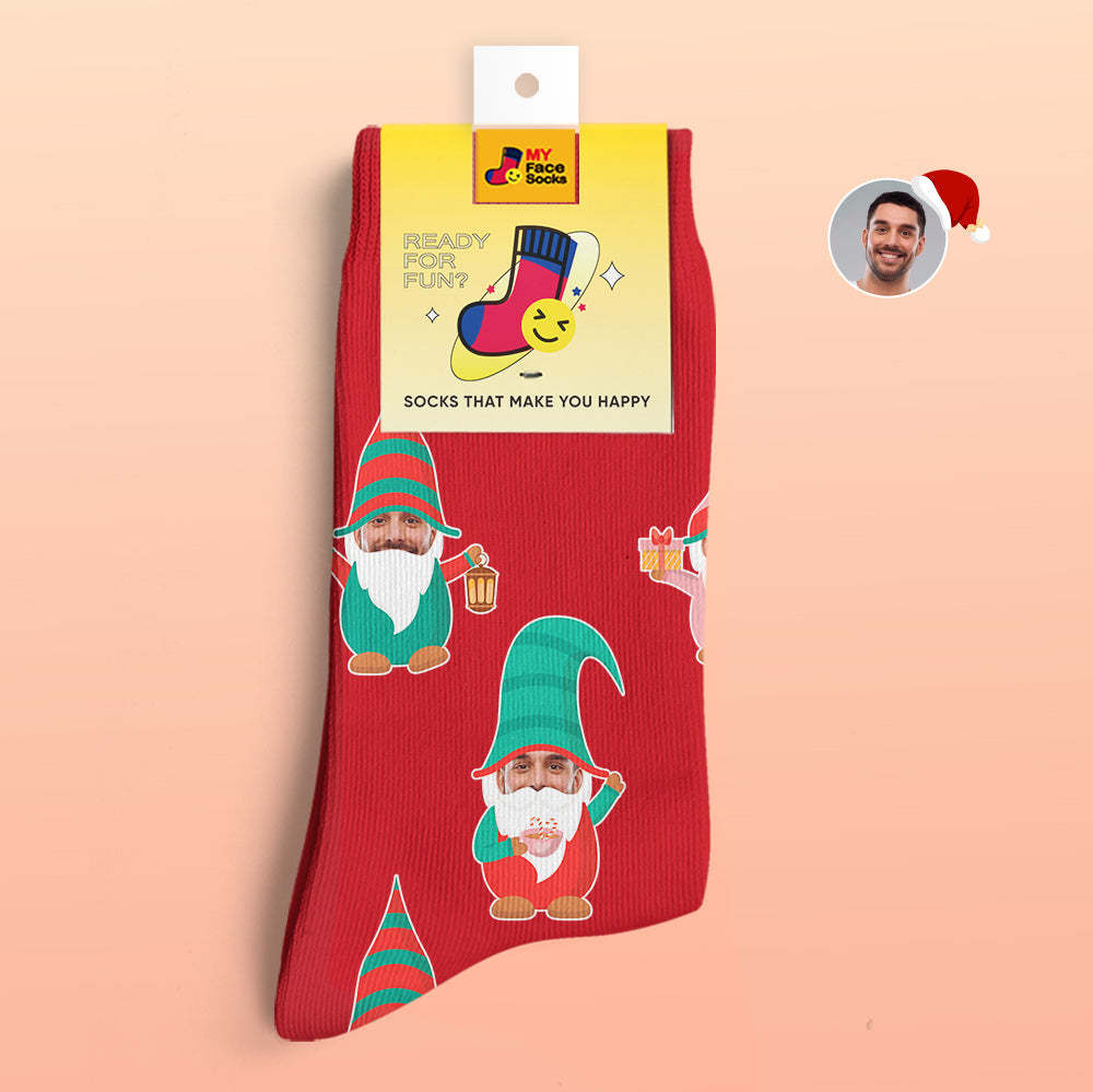 Christmas Gifts,Custom 3D Digital Printed Socks My Face Socks Add Pictures and Name Gnome Socks - MyFaceSocksAu