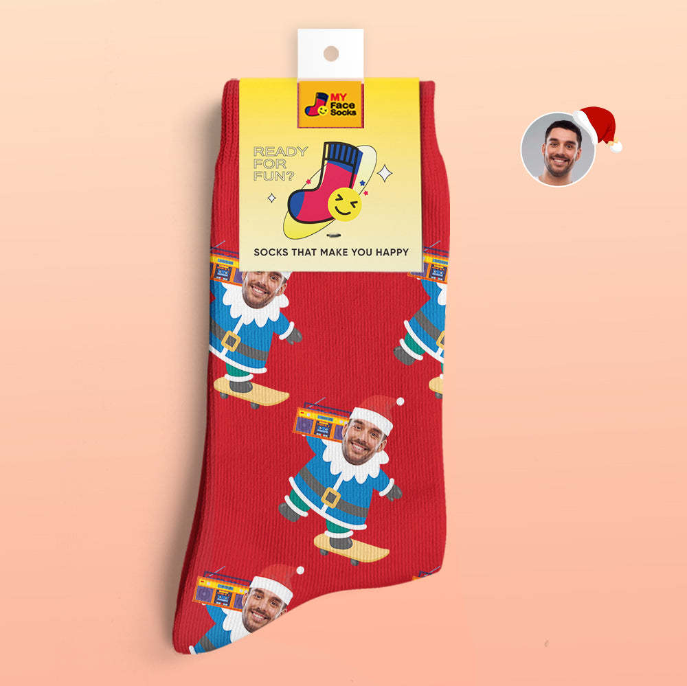 Christmas Gifts,Custom 3D Digital Printed Socks My Face Socks Add Pictures and Name Gnarly Gnome - MyFaceSocksAu