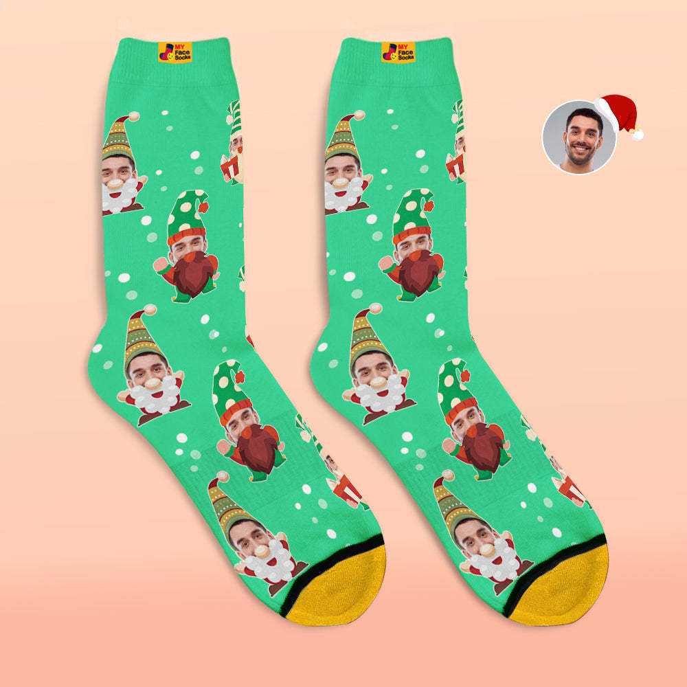 Christmas Gifts,Custom 3D Digital Printed Socks My Face Socks Add Pictures and Name Bearded Gnome - MyFaceSocksAu