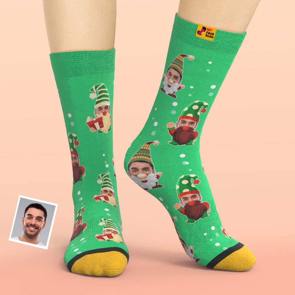 Christmas Gifts,Custom 3D Digital Printed Socks My Face Socks Add Pictures and Name Bearded Gnome - MyFaceSocksAu