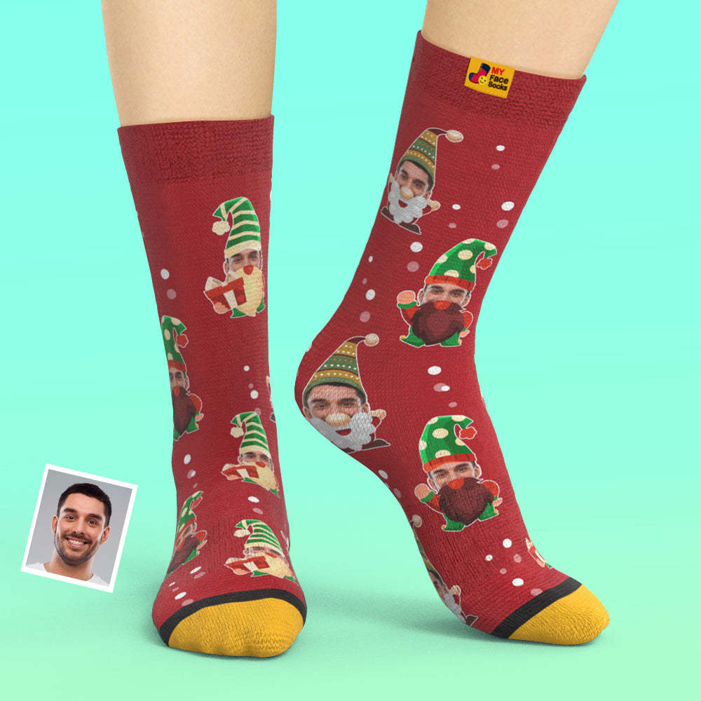 Christmas Gifts,Custom 3D Digital Printed Socks My Face Socks Add Pictures and Name Bearded Gnome - MyFaceSocksAu