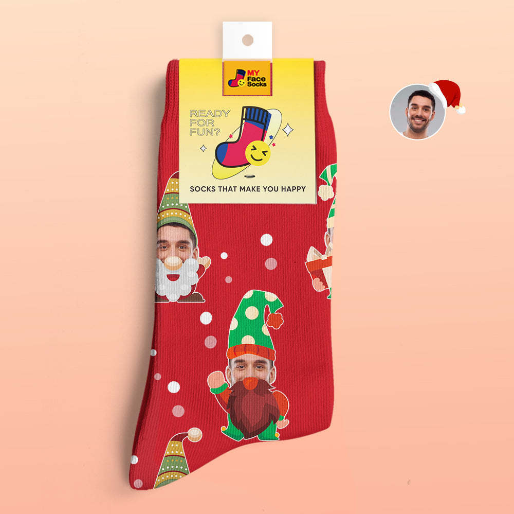 Christmas Gifts,Custom 3D Digital Printed Socks My Face Socks Add Pictures and Name Bearded Gnome - MyFaceSocksAu