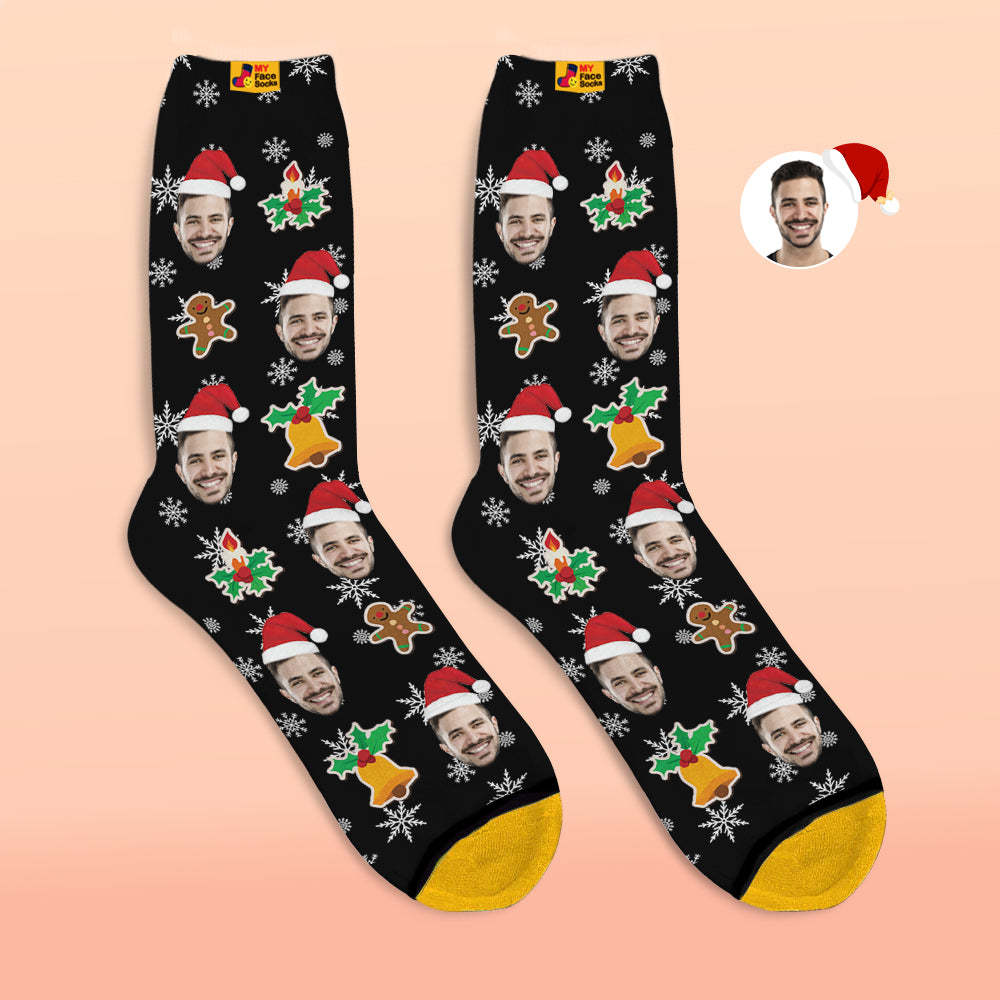 Custom 3D Digital Printed Socks Add Pictures and Name Santa Claus Sock Christmas - MyFaceSocksAu