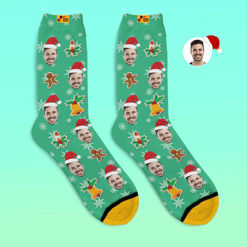Custom 3D Digital Printed Socks Add Pictures and Name Santa Claus Sock Christmas - MyFaceSocksAu