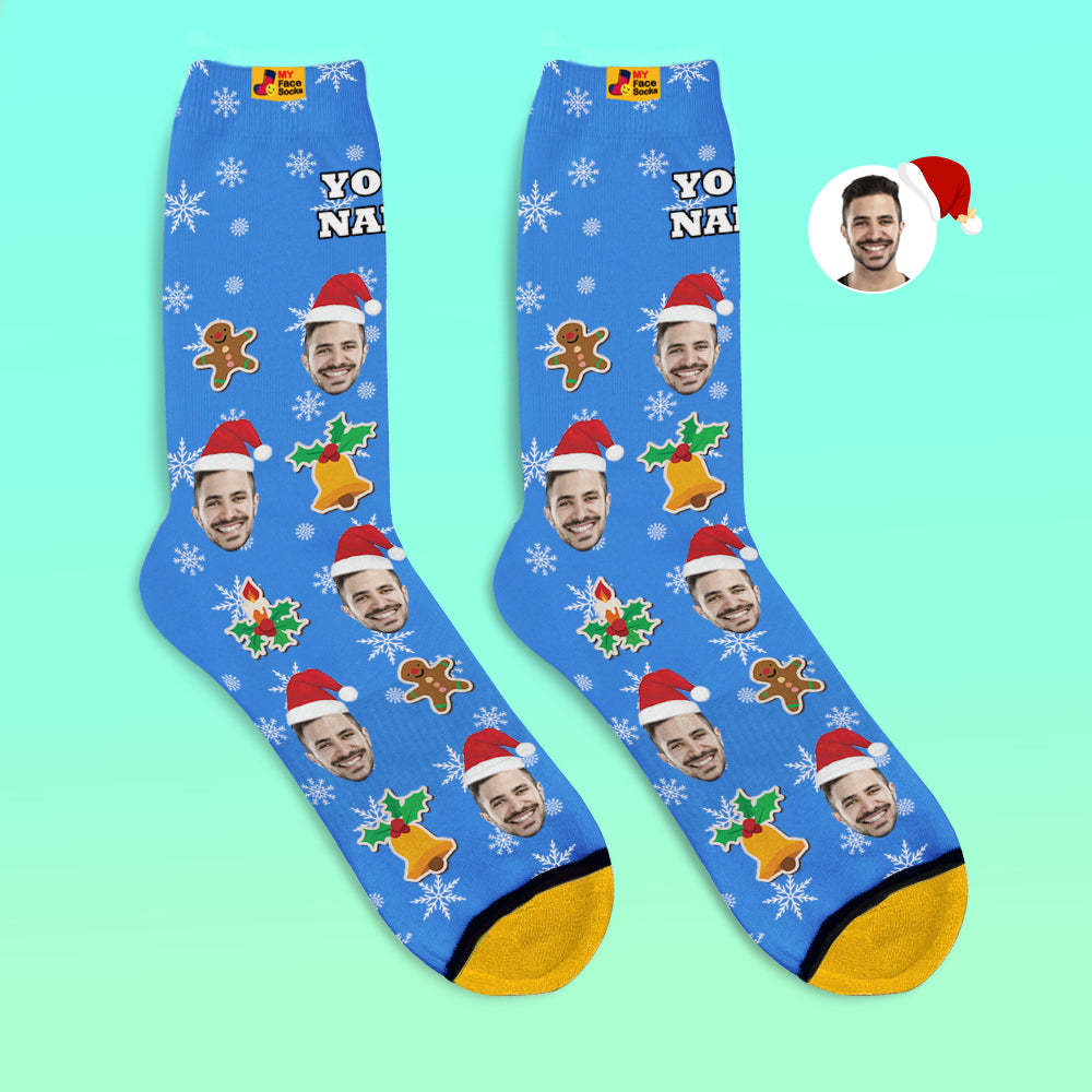 Custom 3D Digital Printed Socks Add Pictures and Name Santa Claus Sock Christmas - MyFaceSocksAu