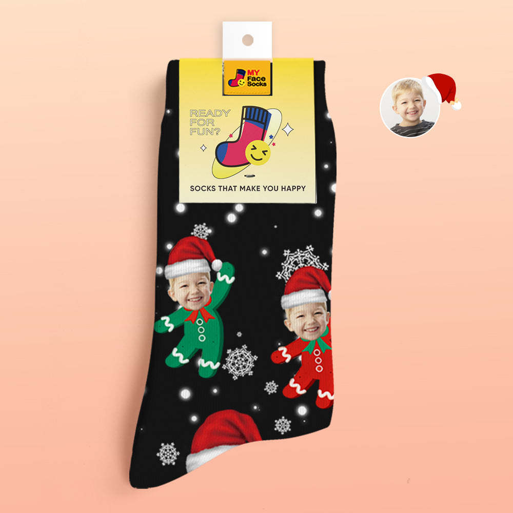 Custom 3D Digital Printed Socks Add Pictures and Name Kids Christmas Gift - MyFaceSocksAu