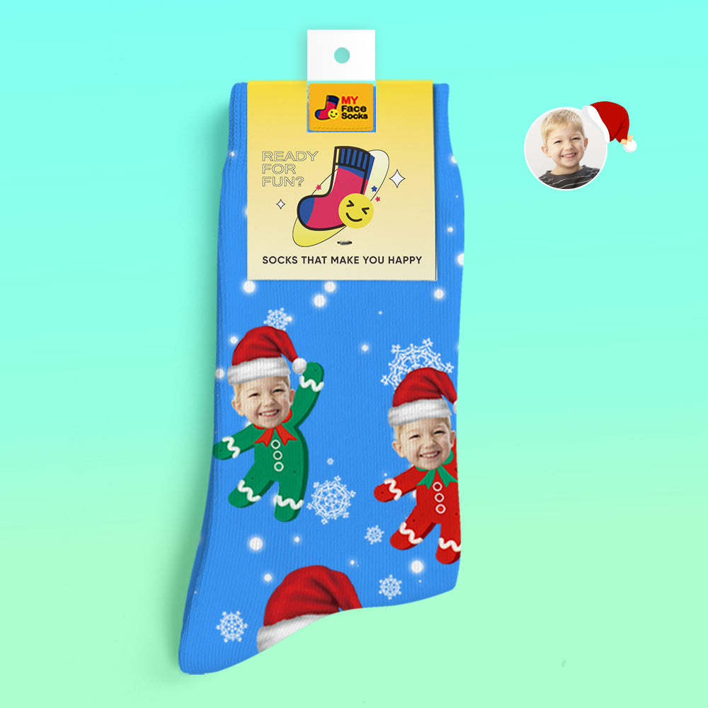 Custom 3D Digital Printed Socks Add Pictures and Name Kids Christmas Gift - MyFaceSocksAu