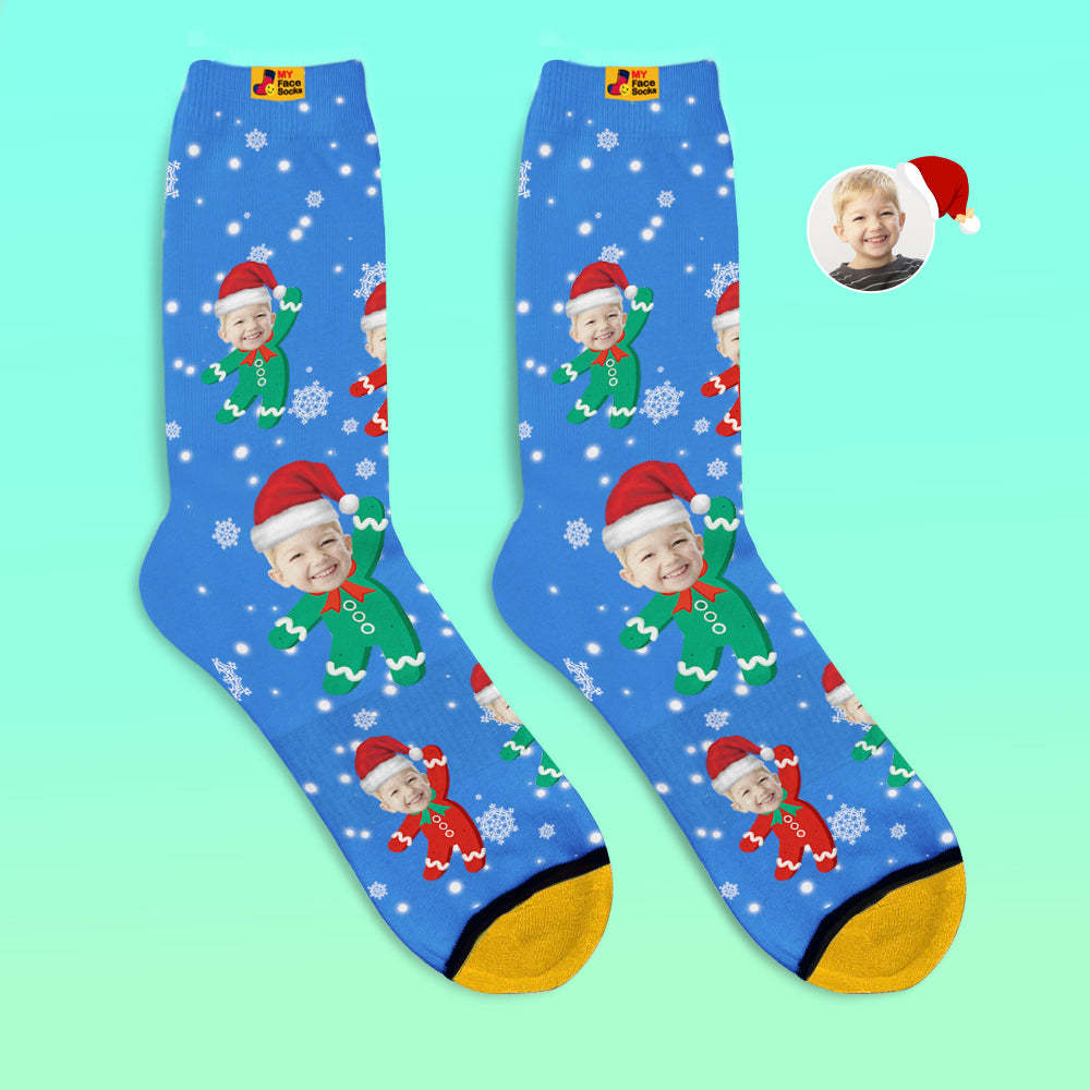 Custom 3D Digital Printed Socks Add Pictures and Name Kids Christmas Gift - MyFaceSocksAu