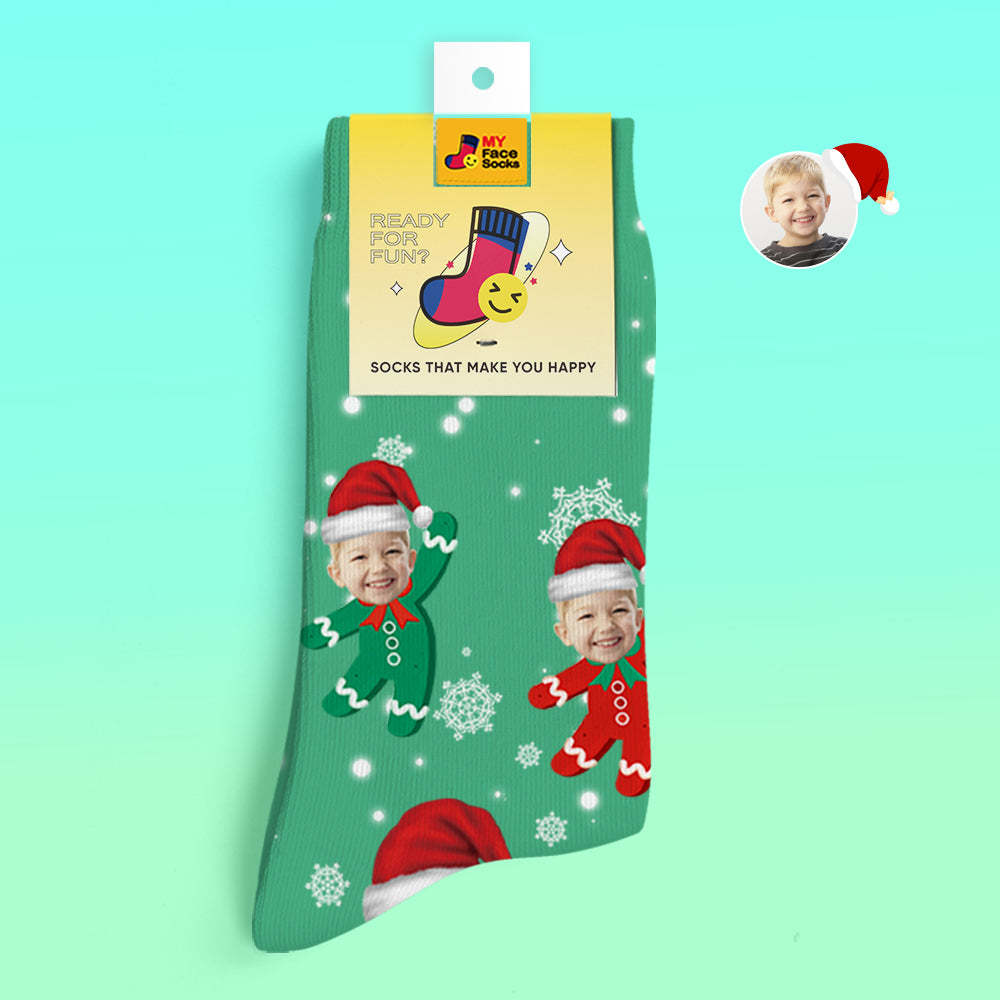 Custom 3D Digital Printed Socks Add Pictures and Name Kids Christmas Gift - MyFaceSocksAu