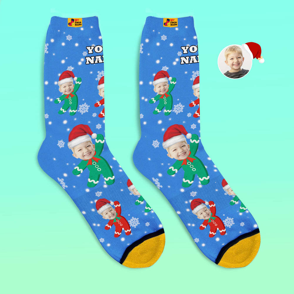 Custom 3D Digital Printed Socks Add Pictures and Name Kids Christmas Gift - MyFaceSocksAu