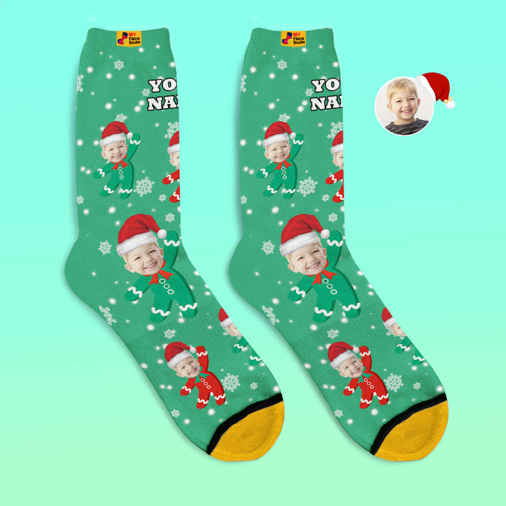 Custom 3D Digital Printed Socks Add Pictures and Name Kids Christmas Gift - MyFaceSocksAu