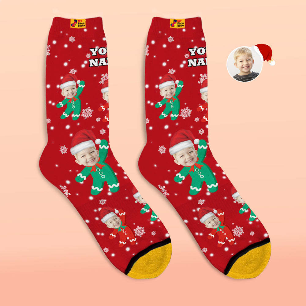Custom 3D Digital Printed Socks Add Pictures and Name Kids Christmas Gift - MyFaceSocksAu