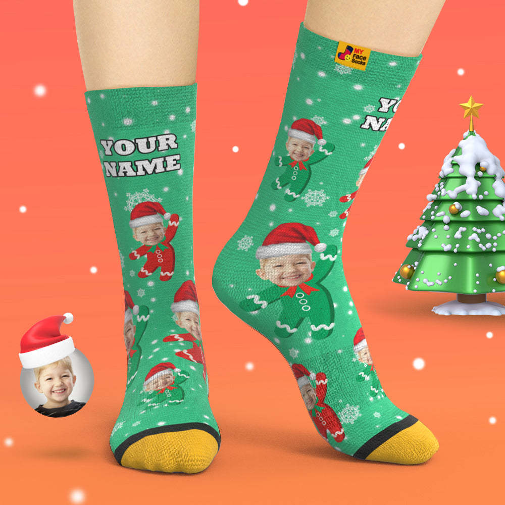 Custom 3D Digital Printed Socks Add Pictures and Name Kids Christmas Gift - MyFaceSocksAu