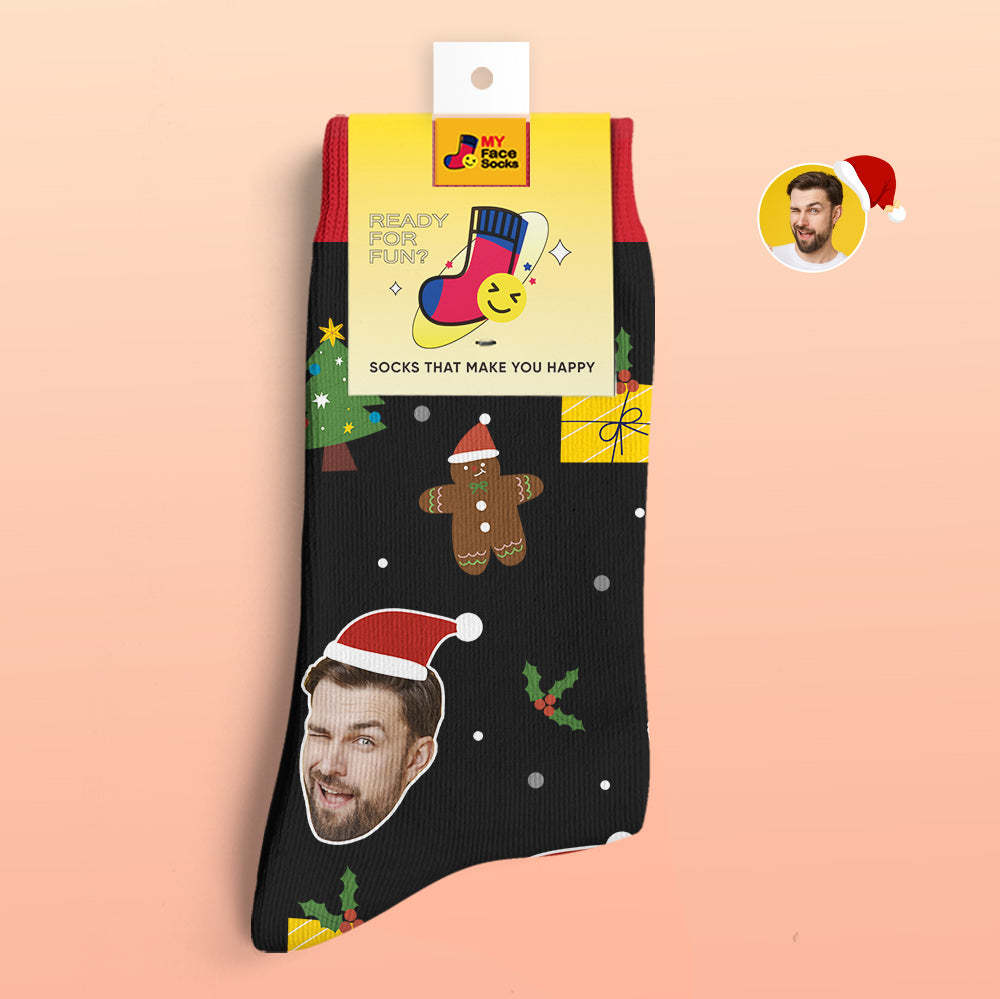 Custom 3D Digital Printed Socks Santa Claus Hats Christmas Gift - MyFaceSocksAu
