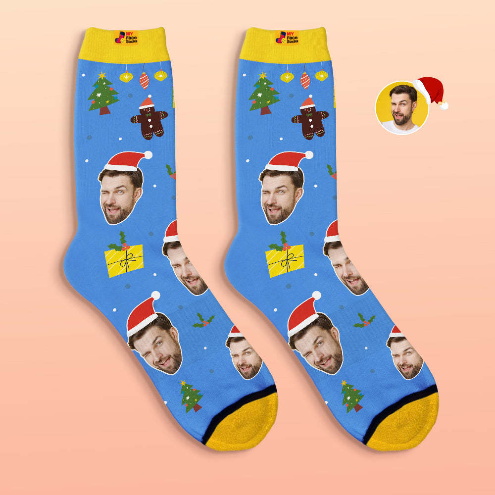Custom 3D Digital Printed Socks Santa Claus Hats Christmas Gift - MyFaceSocksAu