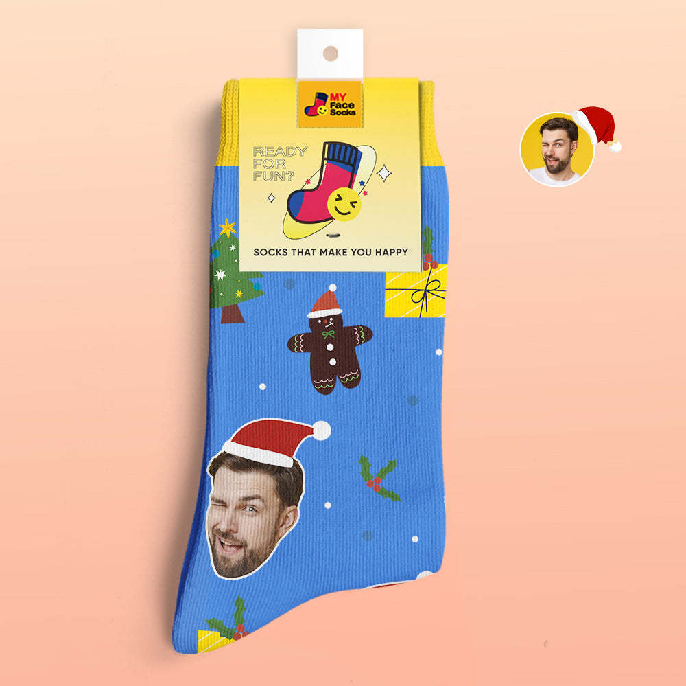 Custom 3D Digital Printed Socks Santa Claus Hats Christmas Gift - MyFaceSocksAu