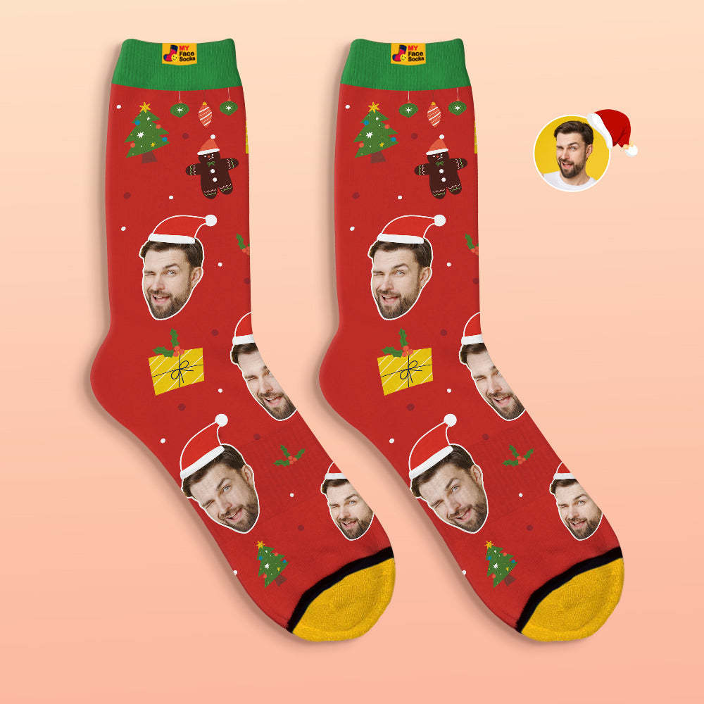 Custom 3D Digital Printed Socks Santa Claus Hats Christmas Gift - MyFaceSocksAu