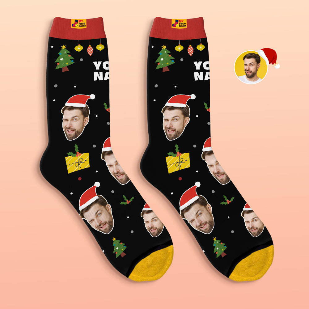 Custom 3D Digital Printed Socks Santa Claus Hats Christmas Gift - MyFaceSocksAu