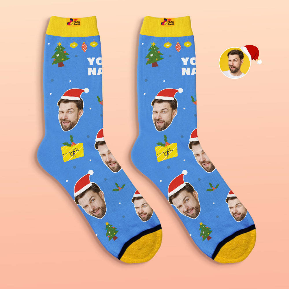 Custom 3D Digital Printed Socks Santa Claus Hats Christmas Gift - MyFaceSocksAu