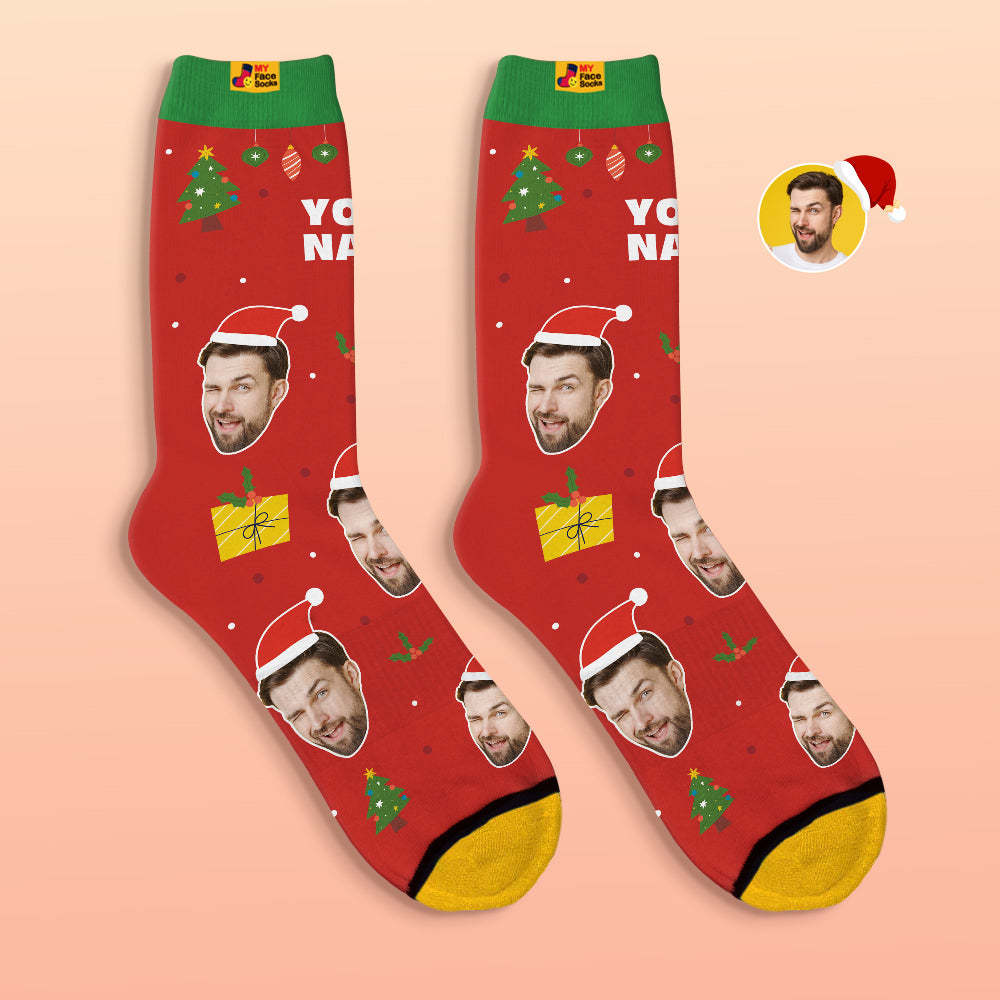 Custom 3D Digital Printed Socks Santa Claus Hats Christmas Gift - MyFaceSocksAu